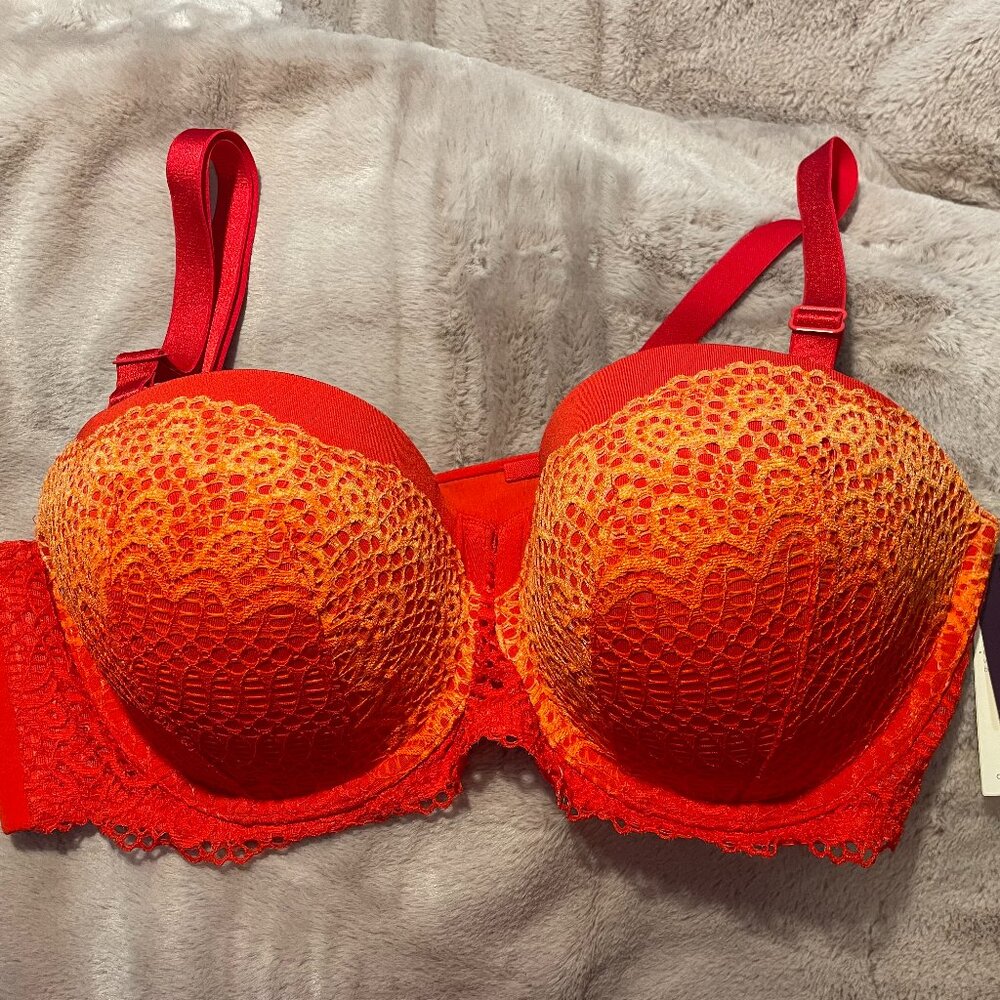 Lane Bryant Red and Orange Lace Bra